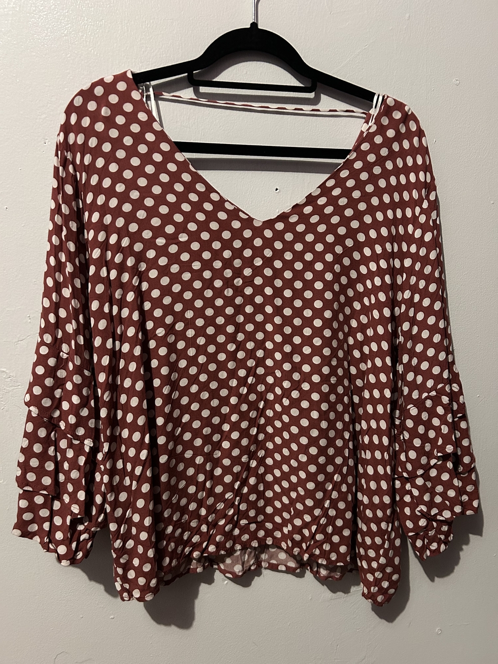 Velvet Heart Rust Polka Dot V-Neck Tunic